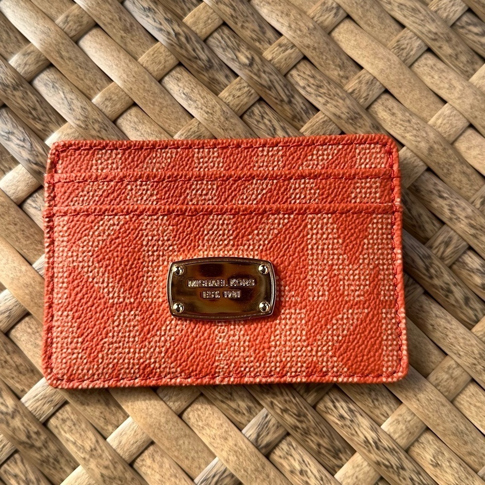 michael kors jet set leather monogram card holder